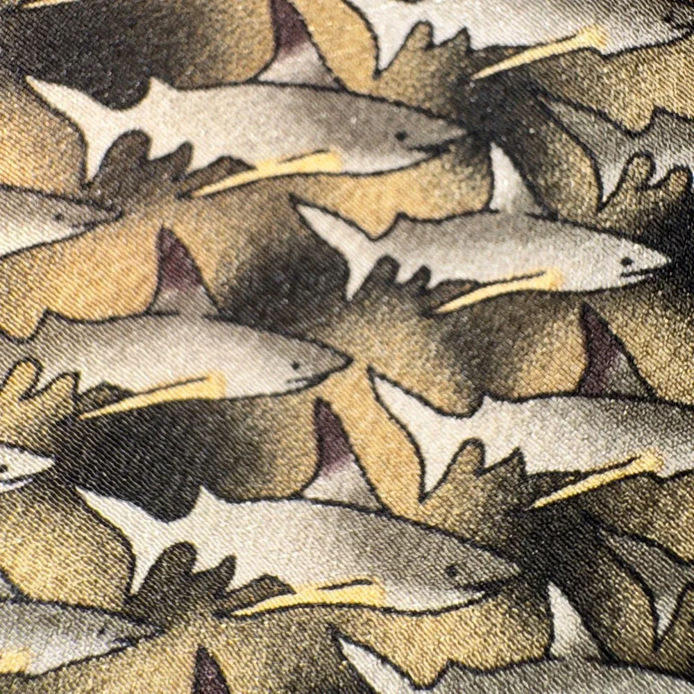 Karen Bierce Nature Conservancy Silk Tie Lot 2 Fruit Bat Dusky‎ Shark Vintage